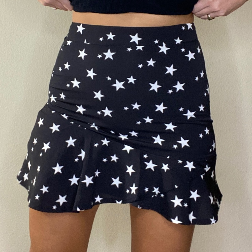 Star skirt ruffle black nasty gal mini white